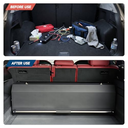 Trunk Organizer SUV with LED Light, Waterproof Leather Car Trunk Storage Organizer with Lights, Large Capacity Sturdy Car Storage Box Powered by 4 AA Batteries (Batteries Not Included) - size: LED-Lit Upgrade