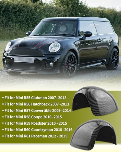 Left Right Side Mirror Caps Rearview Mirror Cover Cap Fit for Mini R55 R56 R57 R58 R59 R60 R61 2007-2016 Manual Folding Mirrors Only Replace 51162754913, 51162754914, Carbon Fiber - size: Carbon Fiber