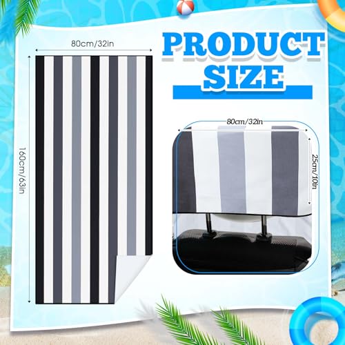 Hahafelt 2 Pack Car Seat Towel Covers with Storage Bag, 63 x 32 Inch Universal Non Slip Waterproof Sweat Protector for Car Truck, Gym Swimming Running, Machine Washable (Black Vertical Stripes) - style: Black Vertical Stripes