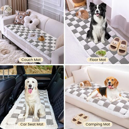 Backseat Pet Bed Mat,Dog Bed for Car,Dog Seat Cover for Car Back Seat, Non-Slip Travel Pet Mat, Fit for Backseat Extenders and Seat Covers (Light Gray&White) - color: Black