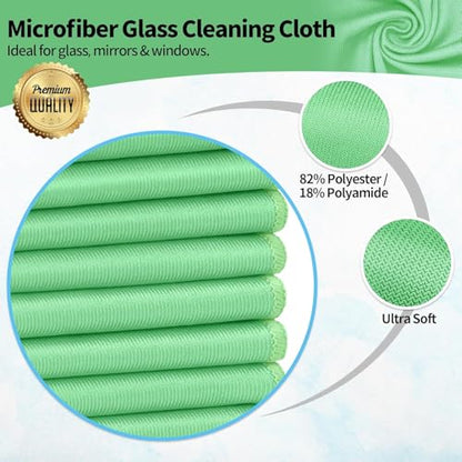 Microfiber Cleaning Cloth, 6 Pack Glasses Cleaning Cloth, 16" ×14" Window Cleaning Rags, Streak Free Lint Free Polishing Cloths Wipes for Eye Glass Stainless Steel Windshield, Sage Green - color: Sage Green, size: 6 Pk-16" X 14"