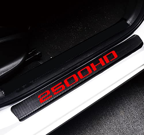 MAXDOOL 4Pcs Car Door Sill Protector Reflective 4D Carbon Fiber Sticker Decoration Door Entry Guard Door Sill Scuff Plate Stickers Compatible with Silverado Sierra 2500HD (Red) - color: Red 2500HD