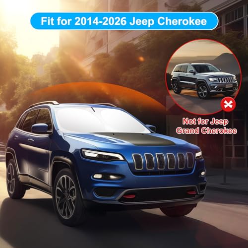Car Windshield Sun Shade for 2014-2025 2026 Jeep Cherokee Sun Shade for Trailhawk Overland Limited Latitude Altitude Accessories Front Window Sunshade Sun Visor Windshield Cover UV Block - size: For 2014-2026 Jeep Cherokee