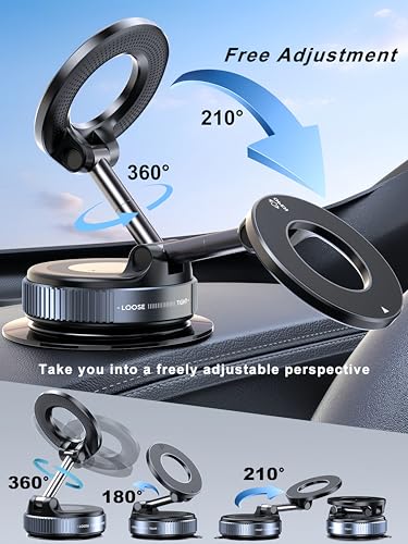 snanlen Upgraded 360° Vacuum Magnetic Phone Holder, Magnetic Car Phone Mount, Hands-Free Suction Cup Phone Holder for Car/Gym/Mirror/Shower, Car Mount Compatible with iPhone 17 Pro Max/Android