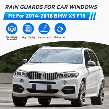 4pcs Smoke Tint Sun Rain Guard Vent Window Visors Compatible with 2014-2018 BMW X5 F15, Outside Mount Tape On Style Acrylic Set of 4 Front+Rear - size: Compatible with 2014-2018 BMW X5 F15