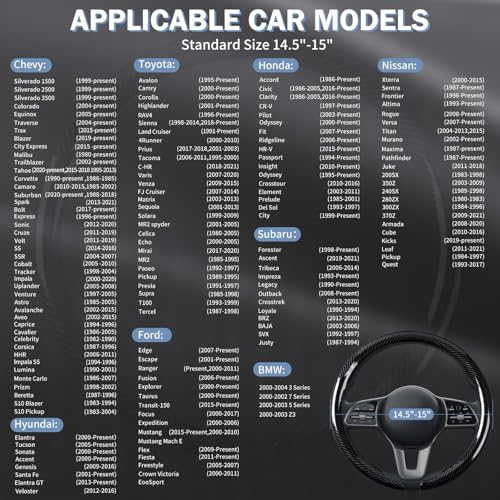 Car Steering Wheel Cover Carbon Fiber Snap On Steering Wheel Accessories Wrap 14.5-15 inch Universal Grip Anti-Skid Protector, Glossy Black - color: A Glossy Black