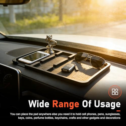 WZP Extra Large Dashboard Mat for Car, Anti-Slip Auto Dash Organizer Pad with Non Marking Tape, Universal Car Dashboard Accessories for Smartphone, GPS, Keys, Sunglasses, Coins, Pens (Black)