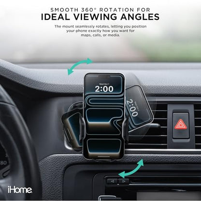 iHome Air Vent Clip Car Mount, 360° Rotation, Secure Fit, Adjustable Grip (Air Vent) - style: Air Vent