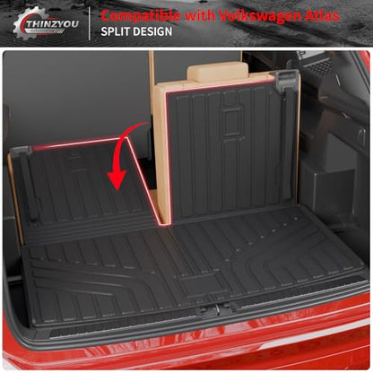 Cargo Mat Compatible with 2018-2025 2026 Volkswagen Atlas Trunk Mat Trunk Liner Cargo Liner (NOT for Cross Sport) Back Seat Cover 2024 VW Atlas Accessories (Trunk Mat with Backrest Mat) - style: For Volkswagen Atlas | 2018-2026
