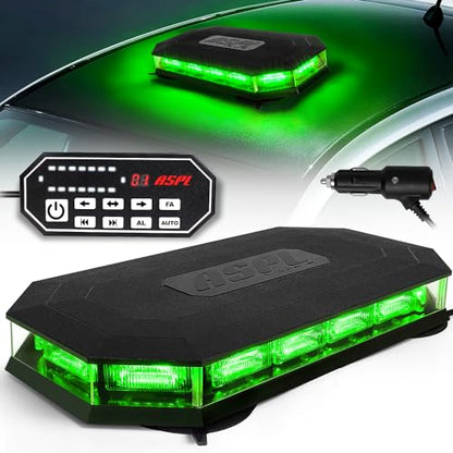 ASPL 16.5 Inch Roof Top Beacon Emergency Strobe Light With Controller - 56 LED Magnetic Warning Caution Bar for Traffic Hazard Plow - Trucks Vehicles Construction Snowplow (Green) - color: Green