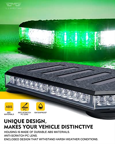LUMENIX 42 LED Roof Top Strobe Beacon Light Bar Hazard Warning Emergency Flashing Plow Lights with Controller for Construction Vehicles Tow Trucks Snowplow Postal Cars White Green (Patent Design) - color: White Green