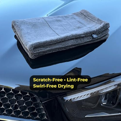 2000GSM Car Drying Towel – Sleek Max Dry 2K (20"x31") Ultra Plush Twist Loop Microfiber for Fast, Streak-Free Drying - color: Charcoal Grey