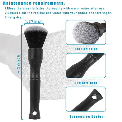 Ziciner Car Detailing Brush, Ultra Soft Car Detail Brush Kit for Elegant Surfaces, Auto Scratch-Free Cleaner Kit for Car Interior & Exterior, Wheels, Dashboard, Engine Bay (Short Handle) - size: Short handle