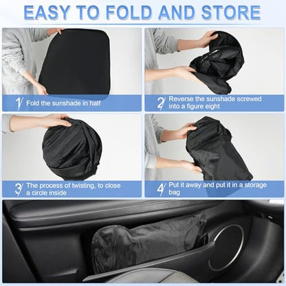 SINGARO 300T Universal Car Windshield Sun Shade, Foldable Reflective for Windshield & Window Shades with Overlapping Design, Car Interior Accessories (55" L x 26.7" W) - size: Standard