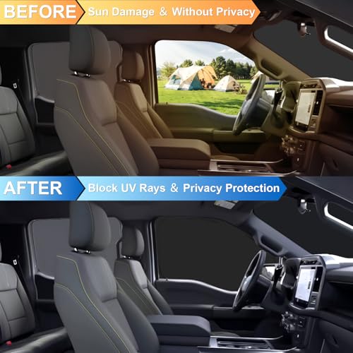 Front Side Window Sun Shade for 2021-2025 Fo-rd F150 Accessories 2Dr 4Dr Pickup, Foldable Window Sunshade Sun Visor Protector for F150, Side Window Shades Sun Shield Blocks UV Rays Heat - size: Silver & Black-fit 2021-2025 Ford F150