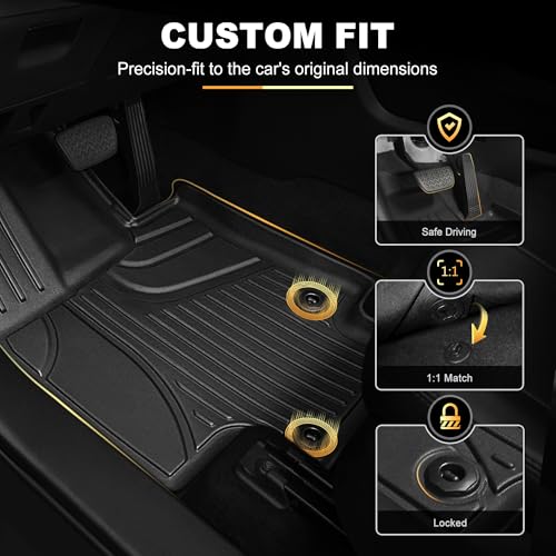 AOMSAZTO Floor Mats and Cargo Mat Compatible with 2020-2026 Toyota Highlander (7 Seats Only): Heavy Duty TPE All Weather Protection Car Floor Mats - 3 Rows Full Set Rubber Highlander Cargo Liner - style: 2020-2025 | For Toyota Highlander | Full Set