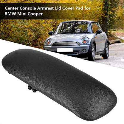 Qiilu Center Console,Artificial Leather & Plastic Black Center Console Armrest Lid Cover Pad for