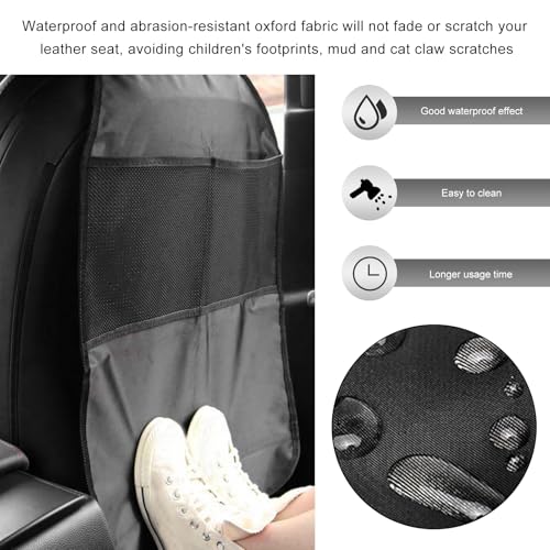 2PCS Back Seat Protector for Car, Extra Large Kick Mat Seat Back Cover with 2 Storage Pockets, Automotive Backseat Organizer Waterproof Protective Cover for Kids Pets