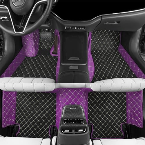 Luxury car Floor mats are for 99% of Vehicle Models,All Weather car Floor mats Provide Comprehensive Protection for Vehicles,Floor mats for car Personalized Customization! (Black-Purple) - color: Black-purple
