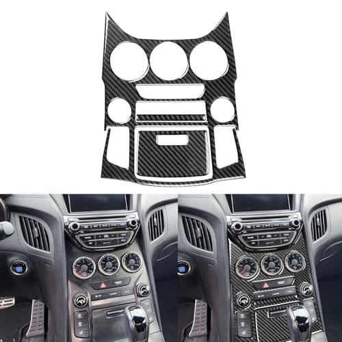 Real Carbon Fiber Trim Stickers Center Console Cover Decals Compatible with Hyundai Genesis Coupe 2013 2014 2015 2016 Car Interior Accessories - color: Center Console Set