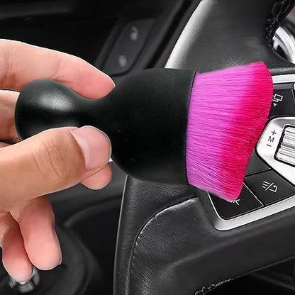 AOCISKA Car Interior Detailing Brush,Soft Bristle Cleaning Brush Car Detailing Brush Dusting Brush,Car Interior Cleaning Tool,Auto Detail Brush Car Dash Duster Brush (Black&Double Purple) - color: Black&double Purple