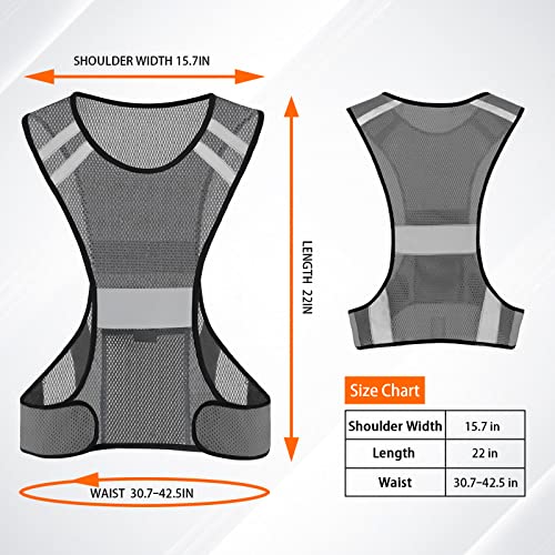 TCCFCCT Reflective Running Vest, High Visibility Running Gear with Large Pocket - color: 1 Pack Mesh Grey