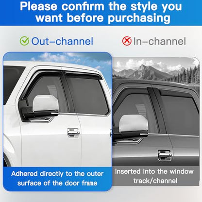 4Pcs Window Vent Visors, Outside-Mount Window Deflectors, Rain Guards for 2016-2023 Toyota Tacoma Double Cab - size: 2016-2023 Tacoma Double Cab