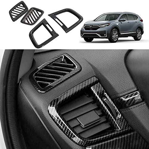 for CRV 2017-2022 Side Air Vent Trims Wind Outlet Decoration ABS Carbon Fiber Grain Dashboard Stickers Trim Interior Accessories for Honda CR-V CRV 2017 2018 2019 2020 2021 2022 4PCS - color: Side Air Vent Trims Frame