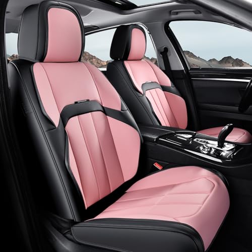 Coverado Car Seat Cover, Cover for Cars Front Seat, Premium Leather, Universal Fit Waterproof Seat Protectors, Car Seat Cushion Non-Slip for Most Cars-Blackpink - color: BlackPink, size: Front Pair