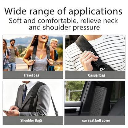 Seat Belt Pads Leather Seat Belt Covers More Comfort Driving Cushion Helps Protect Your Neck and Shoulders Suit for Car, Truck, SUV, Airplane,Camera Backpack Straps-2Pcs - color: Black