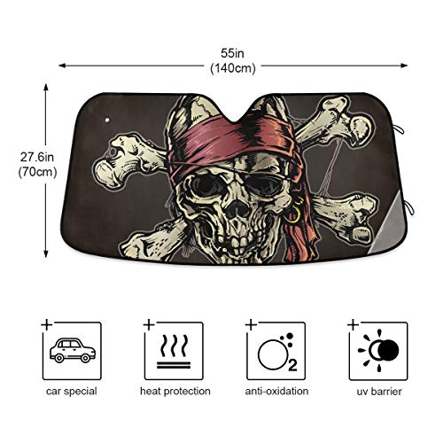 Pirate Skull Car Windshield Sunshade Foldable Reflective Sun Shade Blocks UV Rays - color: Skull 3