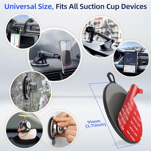 Dashboard Pad Mounting Disk for Suction Cup, 3.75” Large Plastic Extra Strong Adhesive Disc for Dash Windshield Holder, Camera GPS, Tablet, Car Phone Mount Base with Sticky Adhesive Replacement