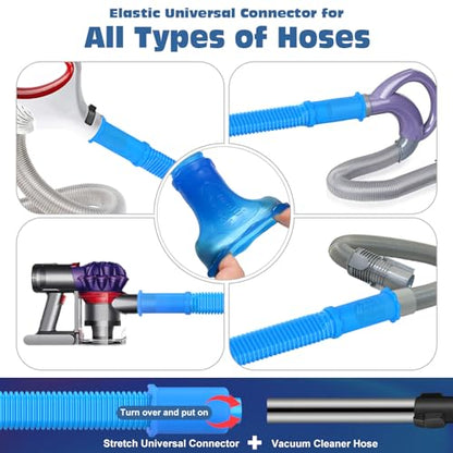 PetOde 2 Pieces Dryer Vent Cleaner Kit Compatible with Most Vacuum Cleaner, Dryer Lint Brush and Vacuum Hose Attachment with Universal Connector, Quickly Lint Remover - color: Blue