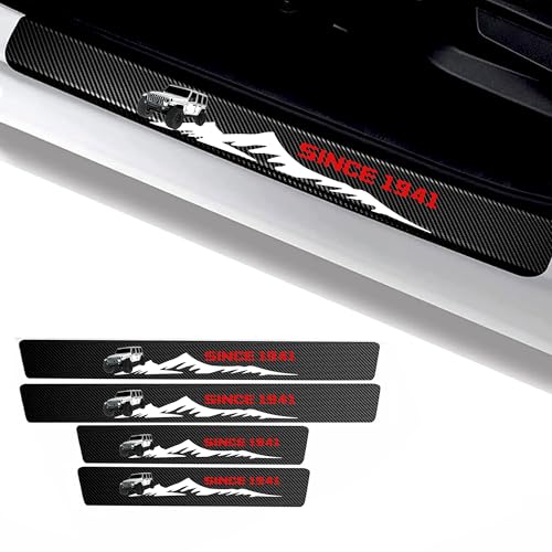4-Pack car Door sill Protectors, 4D Carbon Fiber Stickers, Door sill Scratch Protection, from 1941. Suitable for Jeep JL JLU and JT (Red / 4pc) - color: Red / 4pc