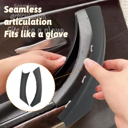 6PCS/Set Interior Inner Inside Door Pull Sticky Handle Cover for BMW 3 Series E90/E91/E92/E93 320 325 328 335 330 M3 (2004-2011) Left and Right Passenger Side (Black) - color: Black