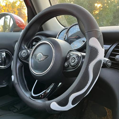 PINCTROT Large Size Comfy Grip Steering Wheel Cover, Anti-Slip Design, 15.5-15.75 Inch(Silicone White) - color: 5.White, size: Large Size[15 1/2''-15 3/4'']
