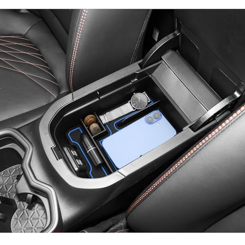 LUWU 2025 RAV 4 Center Console Organizer Compatible with 2019 2020 2021 2022 2023 2024 2025 Toyota RAV 4 Accessories Armrest Console Secondary Storage Box Insert Tray ABS Material Blue - color: 2019-2025 RAV 4 Armrest Organizer Blue