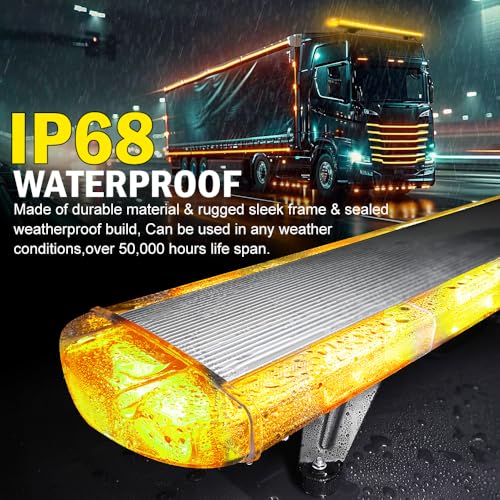 ASPL 53 inch 260 LED Low Profile Rooftop Strobe Lights Bar High Intensity Emergency Warning Flashing Beacon Snow Plow Light Traffic Advisor Car Hazard Construction Roof Lights Bars (Amber) - color: Amber
