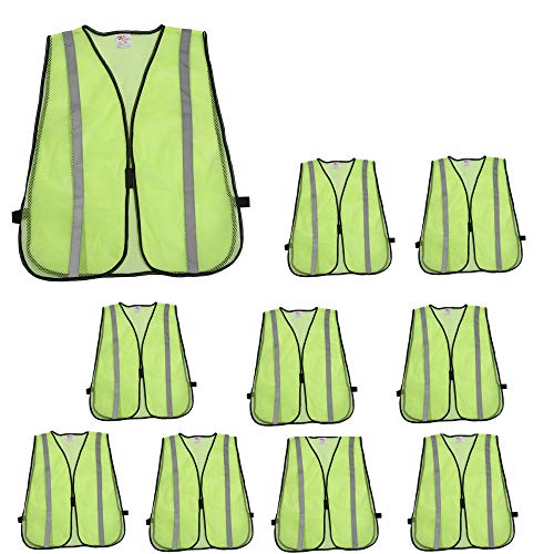 zojo High Visibility Safety Vests,Adjustable Size,Lightweight, Wholesale Reflective Vest for Outdoor Works, Cycling - color: 10pcs-neon Yellow, size: One Size