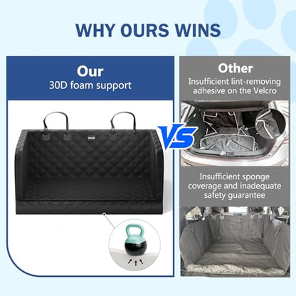 Pecute SUV Cargo Liner for Dogs, Water Resistan Pet Trunk Cover with Soft Cushion, Non-Slip Dog Back Seat Mat for SUVs Sedans with Bumper Flap Protector, Padded, Black - size: L