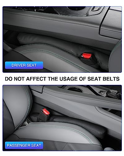 Leather Car Seat Gap Filler Universal for Car Truck SUV to Block The Gap Between Seat and Console Stop Things from Dropping 2 Sets Black - color: black
