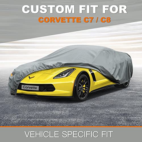 Kayme Heavy Duty Car Cover Custom Fit Chevrolet Chevy Corvette (C3 C4 C5 C6 C7 C8 1968-2025) Coupe Convertible Targa, Full Exterior Covers Waterproof All Weather for Automobiles - size: Custom Fit Chevrolet Corvette C3-C8