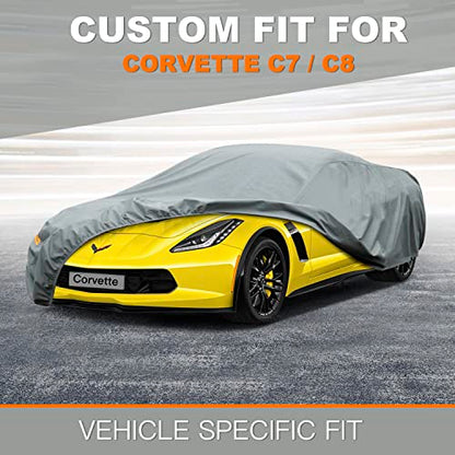 Kayme Heavy Duty Car Cover Custom Fit Chevrolet Chevy Corvette (C3 C4 C5 C6 C7 C8 1968-2025) Coupe Convertible Targa, Full Exterior Covers Waterproof All Weather for Automobiles - size: Custom Fit Chevrolet Corvette C3-C8