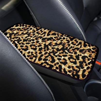 Dreaweet Cheetah Print Car Accessories Car Center Console Cover Universal Car Armrest Cover Pad Soft Comfortable Center Console Cover Replacement - color: Cheetah Print