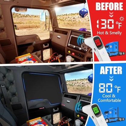 Side Window Sun Shade for Kenworth T680 T880 W990 T680E 2011-2026,Custom Fit 210T Reflective Sunshade for Semi Truck, 6-Layer Heat Insulation Privacy Protector, Block 99% UV Rays, 2PCS - size: Kenworth T680 / T680E / T880 / W990 2011-2026
