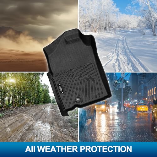 PELEUS Car Floor Mats Compatible with Dodge Ram 1500 2002-2008 Crew Cab (Quad Cab), Custom Fit for Ram 2500/3500 2003-2009, Thicker Heavy Duty TPE All-Weather Floor Liners, Front & Rear 3PC Black - style: For Dodge Ram 1500 2002-2008