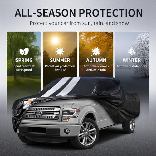 F-150 Truck Cover Custom Fit 1997-2026 Super Cab Short Bed(6.5') with Door Zipper, 10 Layers Outdoor Heavy Pickup Truck Cover Waterproof All Weather, Wind Dust Sun Protector. - size: F-150 1997-2026 Super Cab+Towel+Bag