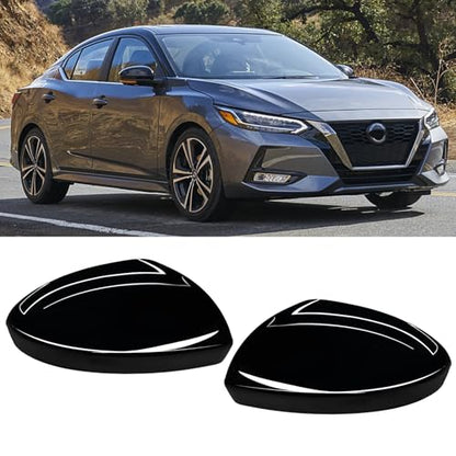 Moonlinks Compatible with Nissan Sentra 2020 2021 2022 2023 2024 Side Mirror Cover Replacement,Glossy Black Left Driver&Right Passenger Clip-on Mirror Cap for Sentra S/SR/SV/Sense/Advance/Exclusive - color: Black-Pair