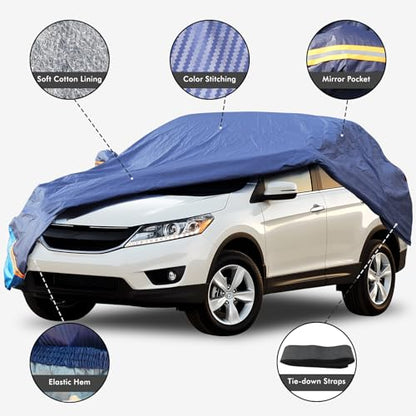 Car Cover Waterproof All Weather, 6 Layers Outdoor Full Exterior Cover Rain Sun UV Snowproof Protection with Zipper Cotton, Mirror Pocket for Honda CR-V - style: Honda CR-V