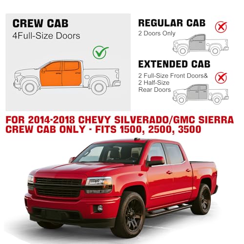 in-Channel Window Rain Guards for 2014-2018 Chevy Silverado/GMC Sierra 1500/2500/3500 Crew Cab, Window Deflectors Vent Visors for 2014 Chevy Silverado Accessories, 4 Full-Size Doors - size: 2014-2018 Silverado/Sierra 1500/2500/3500 Crew Cab